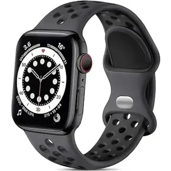 Apple Watch Rem 49mm 44mm 45mm 42mm 41mm 38mm 40mm correa Silikon sportsarmbånd iwatch 8 SE 7 6 5 Ultra 49mm Grå Svart 42 44 45 49mm Grey Black 42 44 45 49mm