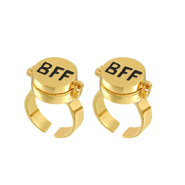 2 st Spongebob Bff-ringar för 2 bästa vänner Söta animeringar för tonårsflickor Matchande ringar Justerbara estetiska smycken