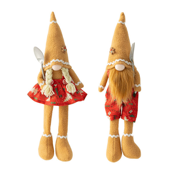 Juldekorationer par spetsig hatt pepparkaksgubbe långa ben docka ansiktslös docka Rudolph docka Women's
