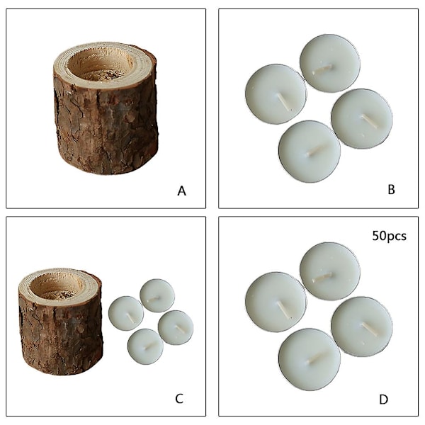 Tea Light Ljushållare Trä Pilar Ljusstake Kruka För