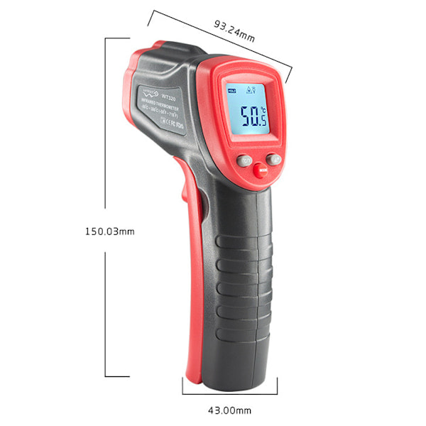 Infrarødt Termometer Matlaging Digital Temperaturpistol -58℉-716℉(-50℃-380℃) med Maks Min Avlesninger (Ikke for Menneskekroppen)