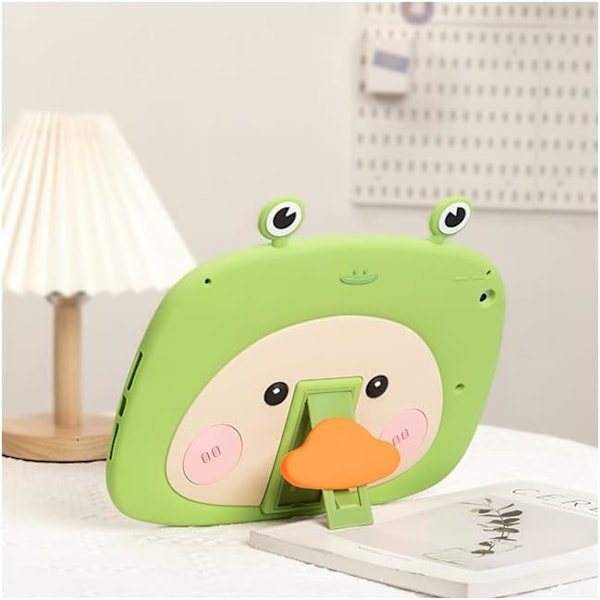 3D Sød Frø And Cover til iPad Air 5./Air 4. Generation Cover 10,9 tommer, Tegneserie Børn Teenagere Grøn Frø And Blødt Silikone Cover med Støttefod