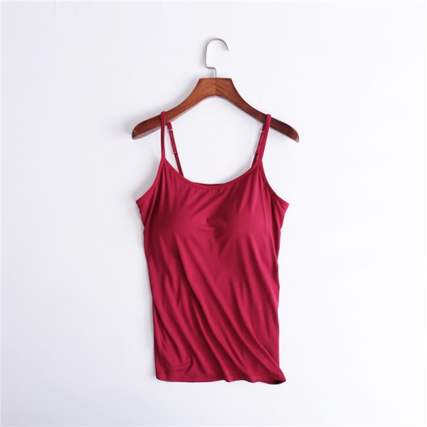 Camisole-tröjor för kvinnor med inbyggd bh-halsväst Vadderade Slim Fit-linnen (1 st) wine red XXL