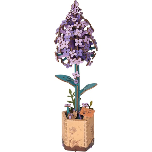 3D Puslespill Tre Blomsterbukett Modellsett for Voksne Evige Blomster Romantisk Gave til Henne Kvinner Mamma Jul/Bursdag/Valentinsdag (syren) lilac