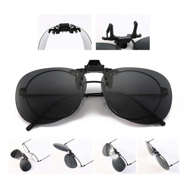 Clip-on Aviator Solbriller Pilot Briller Sort sort