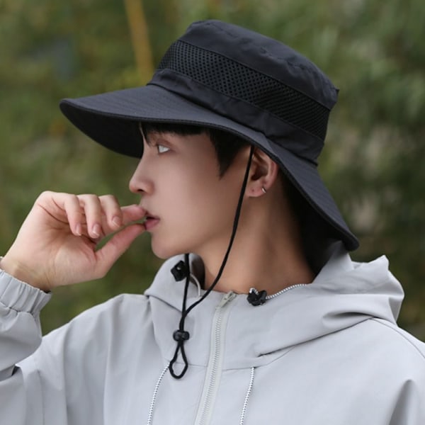 Breda och Dam Breda Brätte Bucket Hats, Vikbara Andningsbara Panamahattar, UV-Resistenta, Utomhusfiske, Sommar Khaki