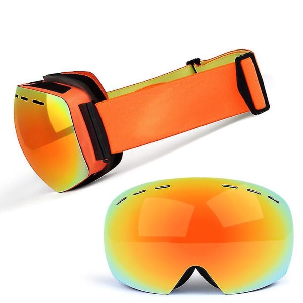 1 st Skidglasögon med magnetisk dubbellager polariserad lins Skidåkning Anti-fog Uv400 Snowboardglasögon Herr Dam Skidglasögon orange
