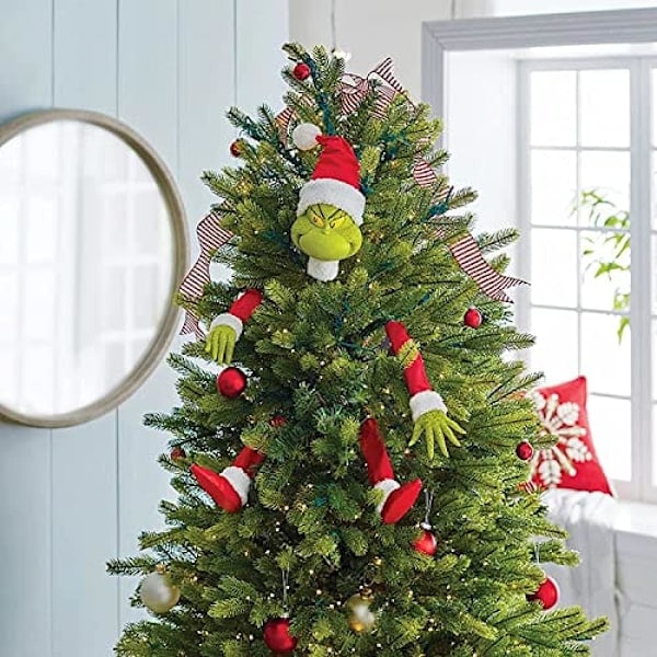 Grinch Joulukuusen Koristeet - Täytetty Tontun Pää/Kädet/Jalat Setti