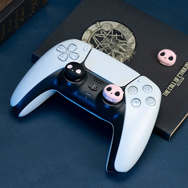 Halloween Søte Thumb Grip-deksler for Playstation 5-kontrollere, 4-pakning - Rosa Hodeskalle