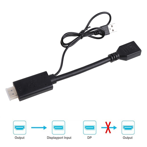 Hdmi-yhteensopiva uros-DP-näyttöporttimuunnin näyttöportti T