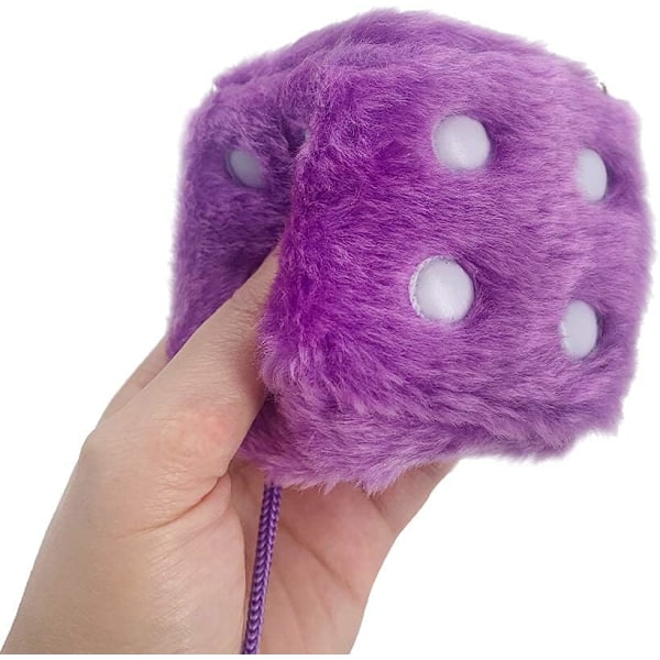 Pari 7 cm Pehmeät Nopat Nahkapisteillä Retro Auton Peilin Ripustuskoristeet Auton Koristeluun (Violetti) Purple