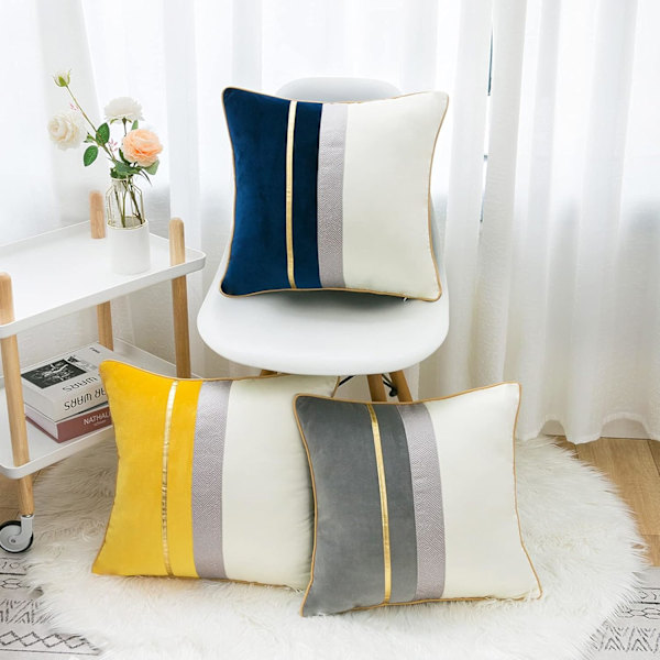 Grå sammetskuddfodral 45x45cm Dekorativt örngott för soffa vardagsrum Set med 2 Amarillo 40cm*40cm