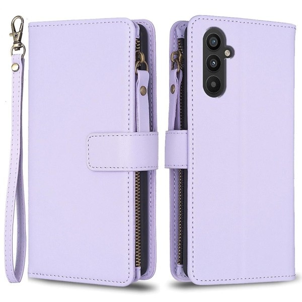 För Samsung A34 5G Solid Färg Blixtlås Fodral Case Bf19 Stil Lila Lila Stil F Samsung Galaxy A34 5G