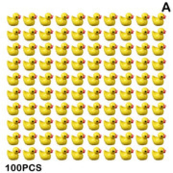 100/200 stk. Mini Gummiænder Miniature Harpiksænder Gule Små D 100 stk. gule 100 stk.