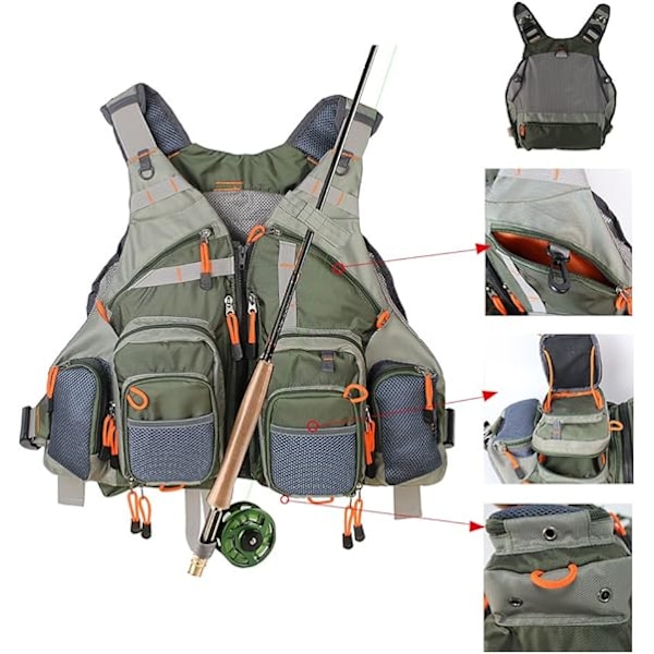 Flugfiskeväst Anglers Mesh Justerbar Andningsbar Herr och Dam Jacka Utomhusjackor Wasitcoat Rock