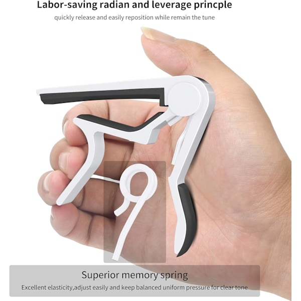 Gitarr Capo Snabbväxlande Capo för 6-strängad Akustisk Gitarr Elgitarr Klassisk Gitarr Ukulele Capo (Vit) White