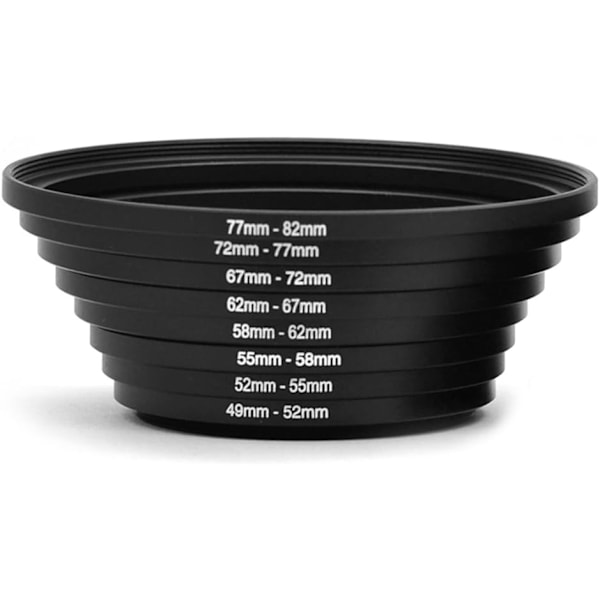 Step-UP Rings Set, Objektivfilteradapter: 49mm 52mm 55mm 58mm 62mm 67mm 72mm 77mm 82mm