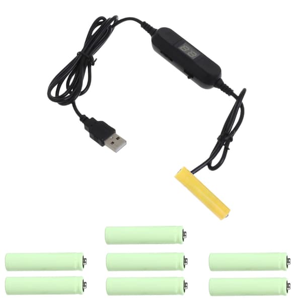 USB til AAA Dummy Batteri Med Bryter Voltmeter Erstatt 1-8stk AA