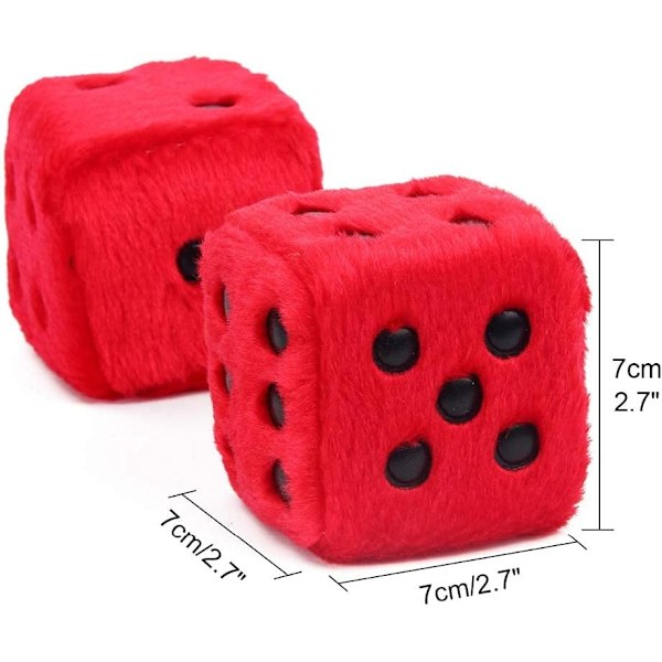 Pari 2,75 tuuman pehmeät nopat nahkapisteillä Retro-auton peilin ripustuskoristeet auton koristeluun (punainen) red