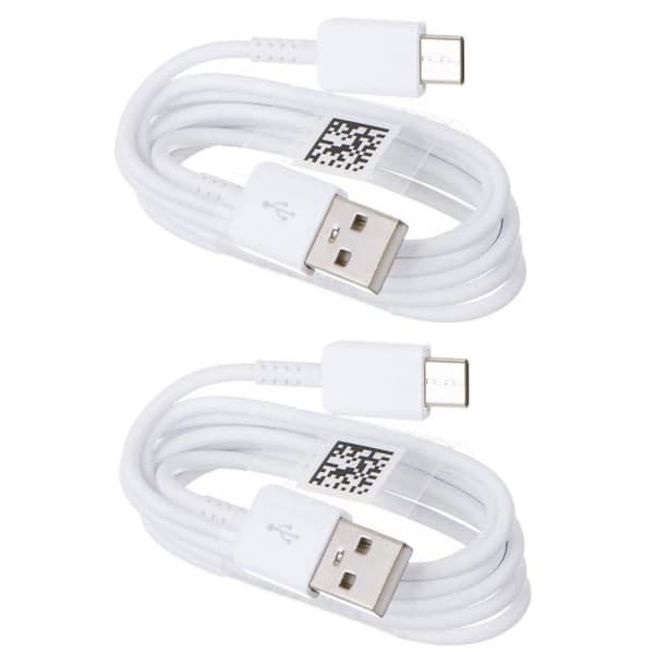2-pack Samsung original 1,2 m extra lång USB-C kabel laddare vit