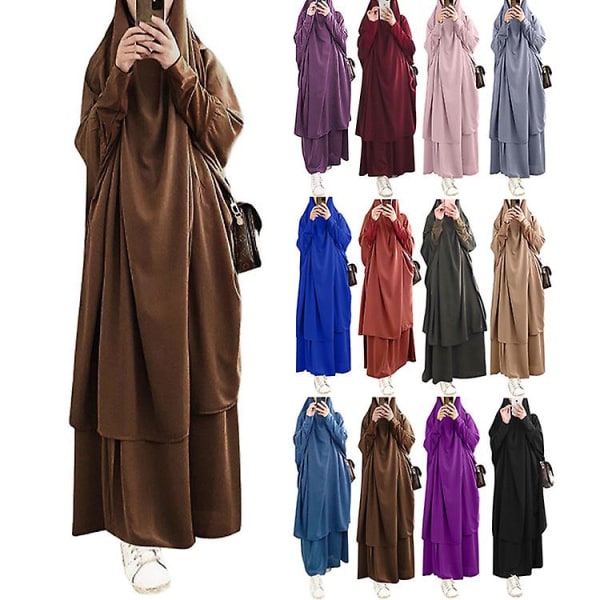 Uae Saudi Solid Robe Klänning Hooded Suit Etnisk klädsel blue
