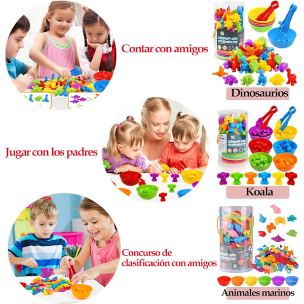 Färgsortering leksaksset, djurfigurer, pedagogiska leksaker, Montessori sensoriska matte leksaker, barnpresenter (havsdjur) ocean