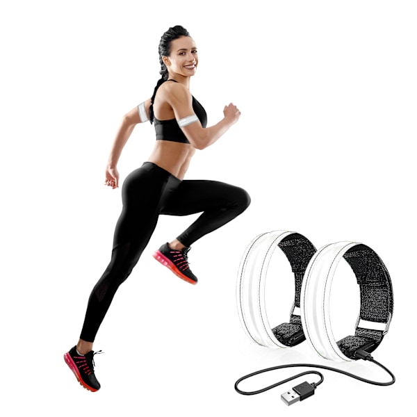 2-pack Laddningsbart LED-Armband – Hög Synlighet Löpningsljus