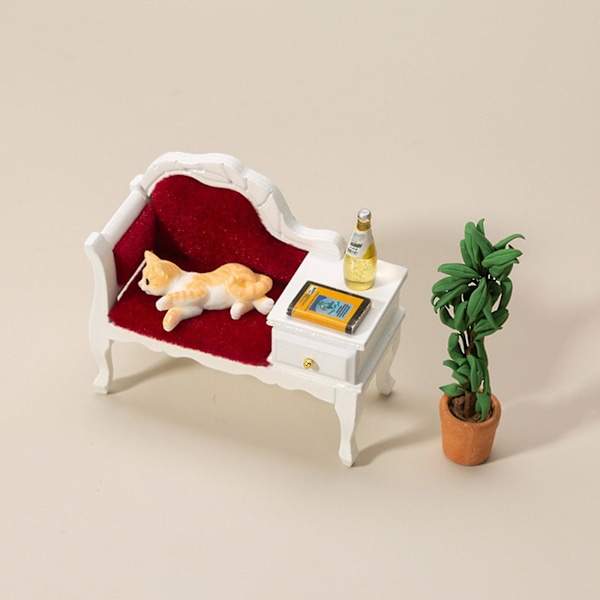1/12 Miniatyr Soffa Enkel För Sits Med Låda För Dockhus L