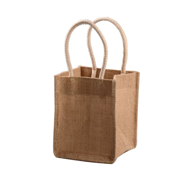 Jute Tote Shopping Bag Gaveposer Gjenbrukbar Handlepose Wit