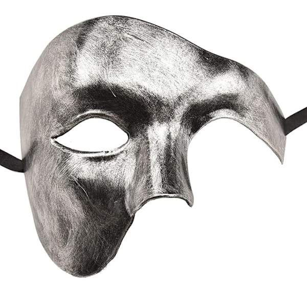 Herrmask Maskerad Mask Fantom av Operan Halvmask Silver