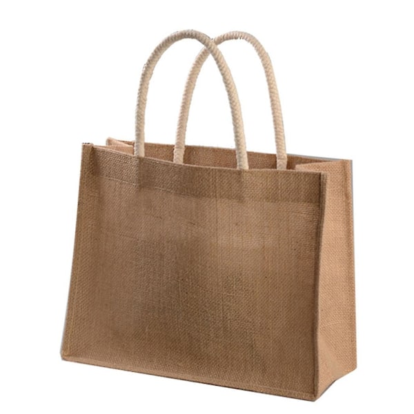 Jute Tote Shopping Bag Gaveposer Gjenbrukbar Handlepose Wit