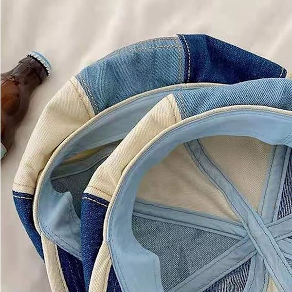 Patchwork Denim Ivy Newsboy Paperboy Baker Boy Beanie Gatsby Cabbie Painter Cap Jean Hatter for Kvinner