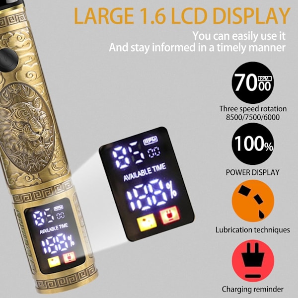 ®RisingFF Uppladdningsbar 3-Hastighets Skäggtrimmer och Hårklippare med Titanblad, LCD-Display, 180 Minuters Drifttid