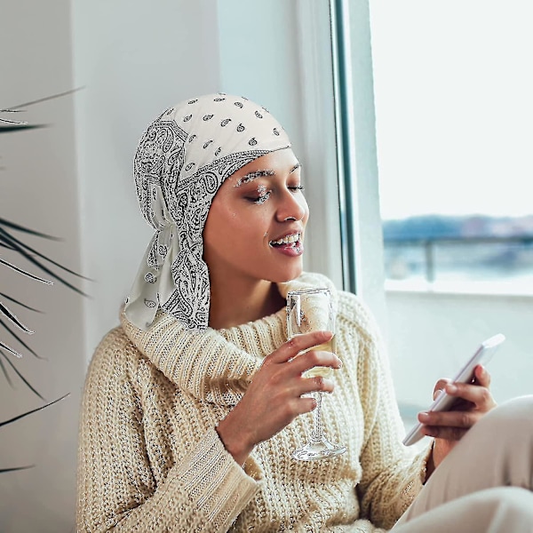 stk. Dame Bomuld Kemoterapi Hat Turban Hue, Bandagerede Hovedtørklæder Hovedbeklædning Tørklæder Beanies Stretch Soveturban Hat {DB}