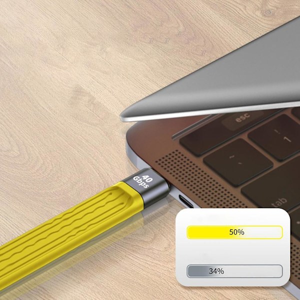 USB-C till USB-C och USB-A-kabel, 10/40 Gbps USB Typ C-kabel 100W PD F