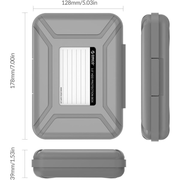 Hårddiskkabinett för 3,5 tums HDD/SSD 5-pack Portabel Hårddiskfodral Skyddande Förvaringslåda Antistatisk och Stöttålig -PHX5S