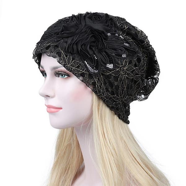 Dam Spetsblomma Mössa Hatt Bonnet Chemo Hatt Sovmössa Dam