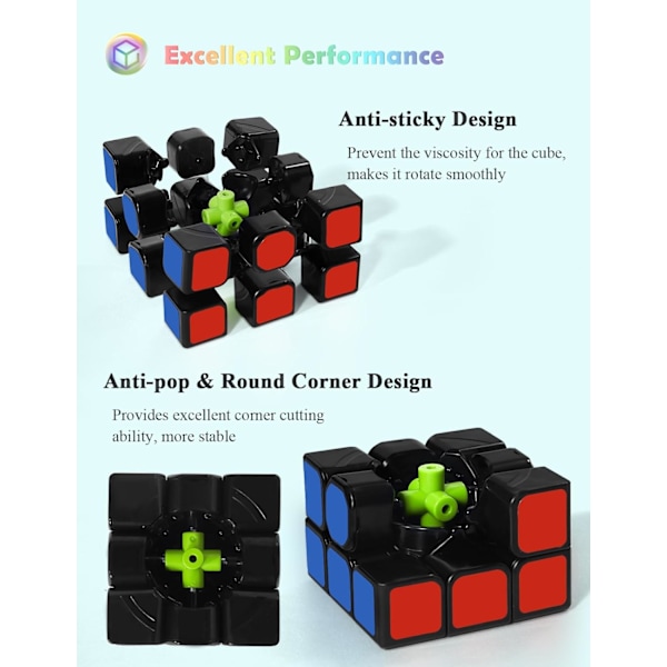Speed Cube, Original Speed Cube Super-Durable Sticker med levande färger (3x3x3)
