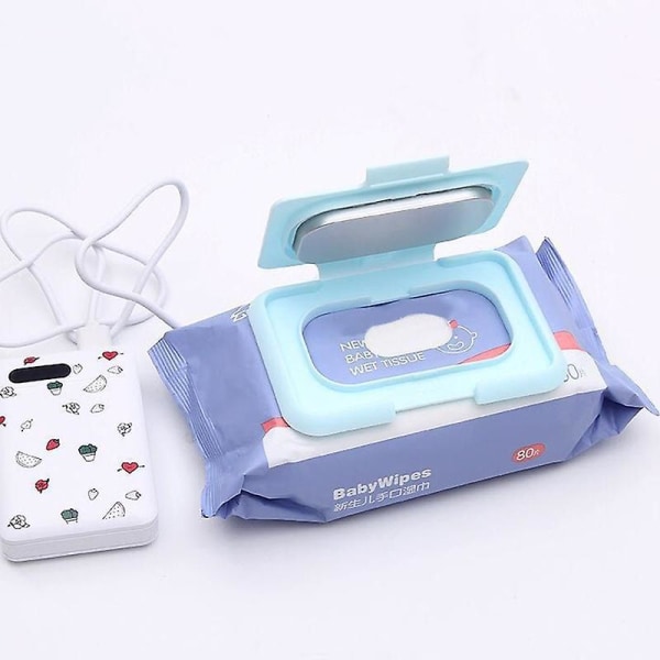 Baby Wipe Värmare med lock Stark vidhäftning Bärbar USB våt servettvärmare för nyfödd användning White