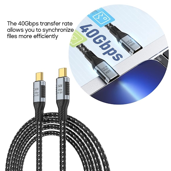 40 Gbps USB4.0 Type-C til Type-C Lynrask Lading 240W 5V Qui
