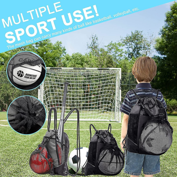Fotbollsväska med dragsko för pojkar, hopfällbar basketryggsäck Gymväska Säcksäck Sportssäck med avtagbar mesh