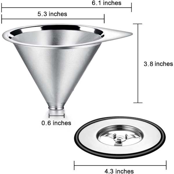 Kaffe filter 1-4 koppar, rostfritt stål handbryggt kaffekanna filterkopp droppfilter pappersfritt filter