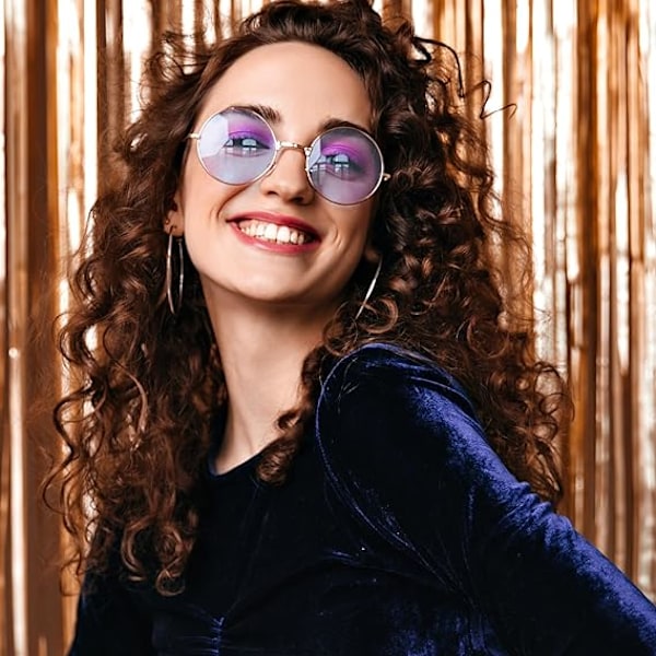 Pyöreät Hippie-lasit Retro Ruusukultainen Kehys Aurinkolasit Makeisväri Vintage-lasit Ihastuttavat Katukuvausjuhlalasit Teinitytöille Naisille Purple