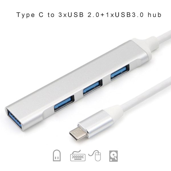 Metallinen Usb C Hub Type C - 3x Usb 2.0 + Usb 3.0 4 Portin Adapteri Fo