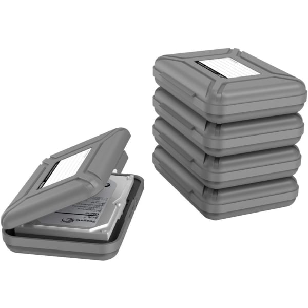 Hårddiskkabinett för 3,5 tums HDD/SSD 5-pack Portabel Hårddiskfodral Skyddande Förvaringslåda Antistatisk och Stöttålig -PHX5S
