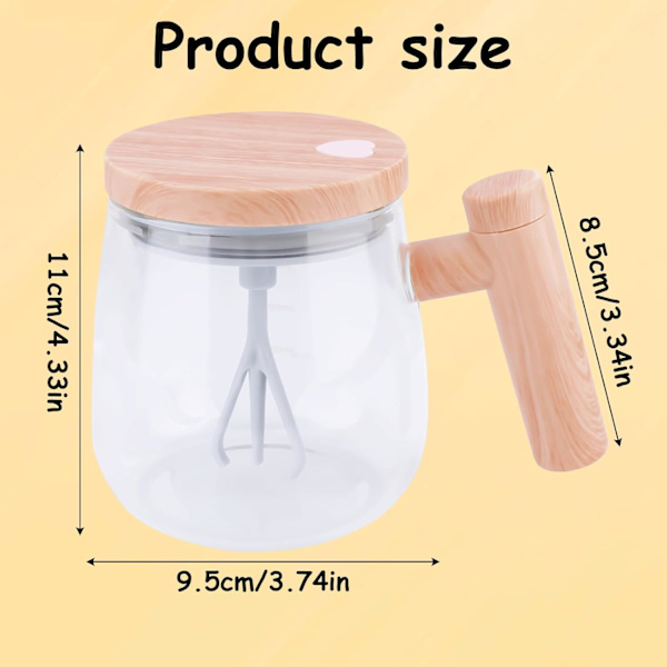 Itsesekoittuva muki, 400 ml sähköinen sekoituskulho kannella ja kahvalla, 7000 rpm nopea sähköinen sekoittava kahvimuki