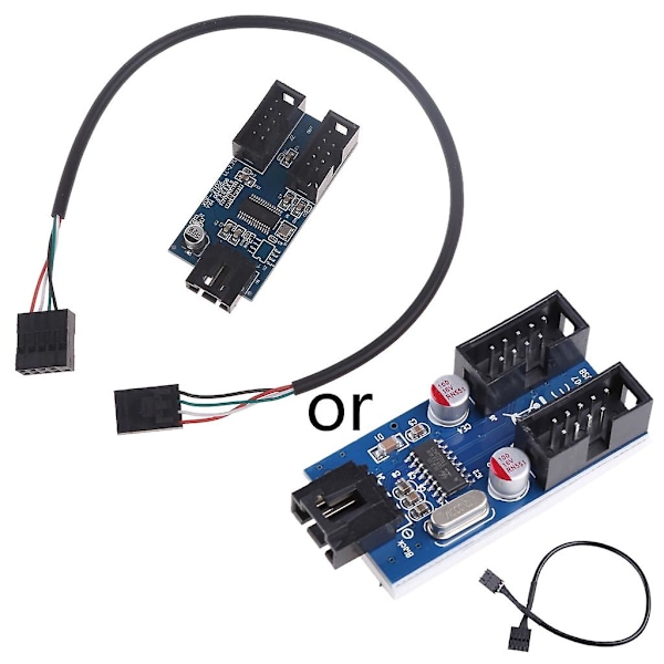 9-pin USB Header Hane 1 Till 2 Hona Förlängningssplitterkabel Conn