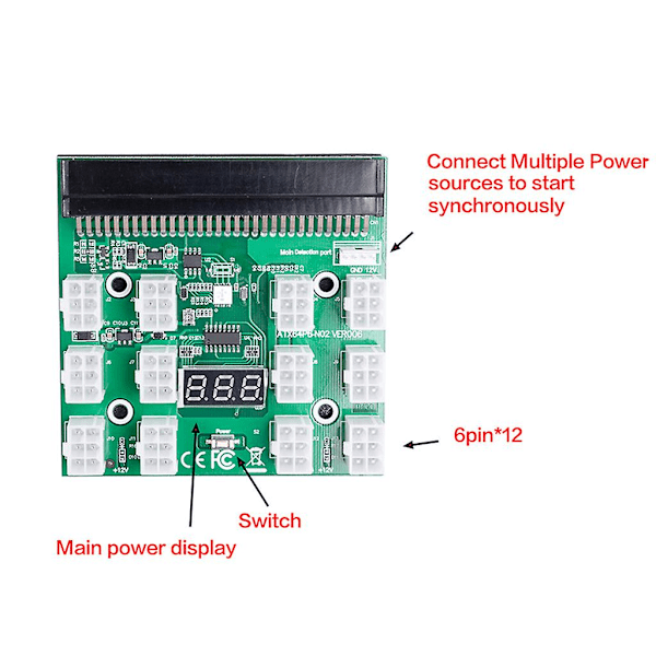 GPU Breakout Board + 12 stk. 6-pin til 8-pin kabel 20cm/50cm
