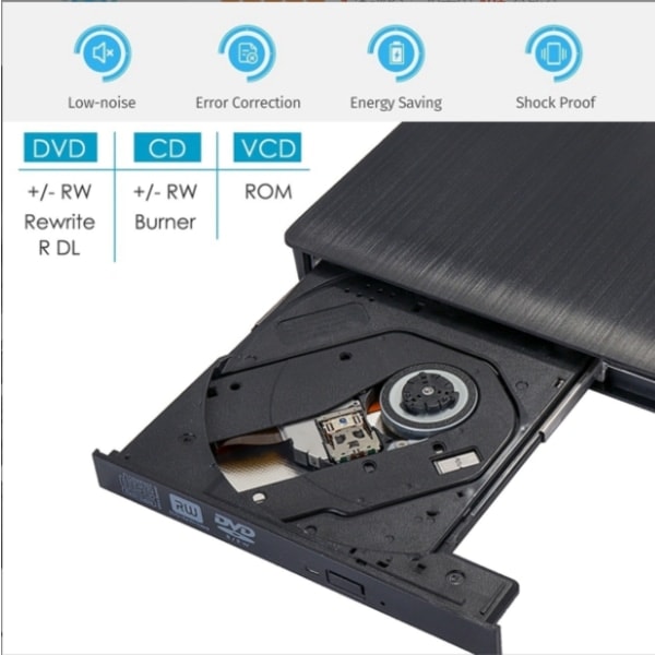 Extern CD DVD +/-RW Enhet USB 3.0 Portabel USB DVD/CD ROM Brännare Optisk Enhet Spelare Läsare