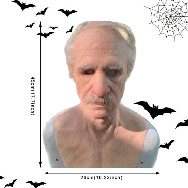 Latexmaske til Halloween, gammel mand Dekor Realistiske masker